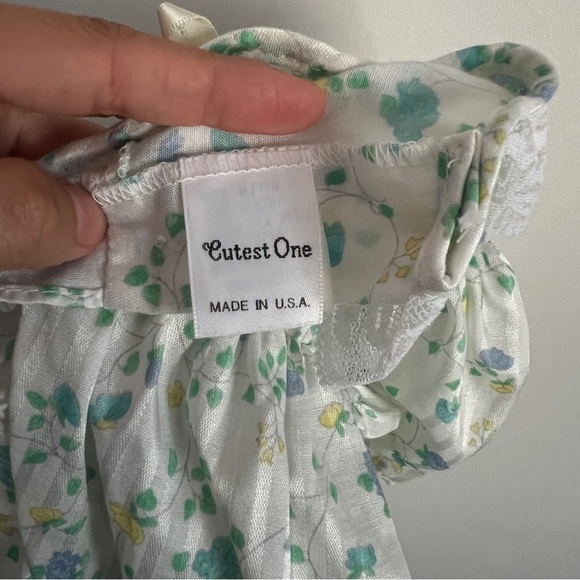 Vintage 1980s Cutest One Baby Girl Floral Dress with Lace Trim-Size 12 Months - Picture 5 of 6